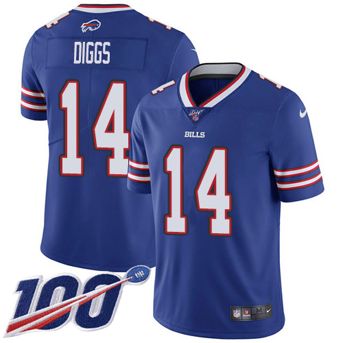 Nike Bills #14 Stefon Diggs Royal Blue Team Color Youth Stitched NFL 100th Season Vapor Untouchable Limited Jersey